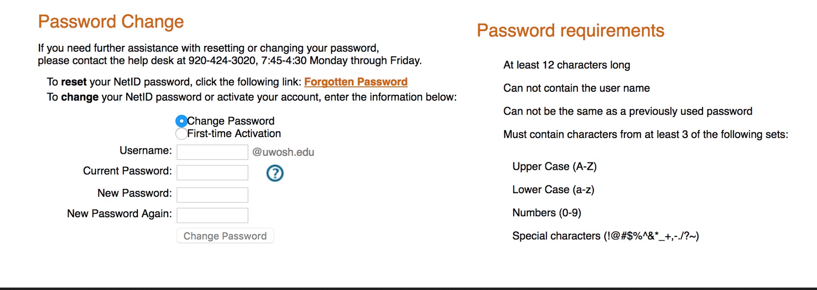 NetID Change Password NetID Change Password