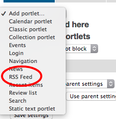 RSS Feed from the Add Portlet Dropdown RSS Feed from the Add Portlet Dropdown