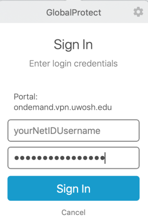 GlobalProtect Login Window
