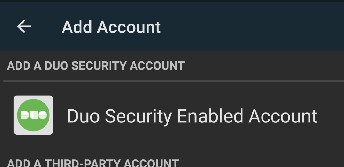 Select Duo Security Enabled Account