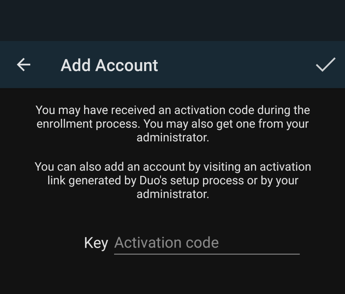 Enter Activation code from email