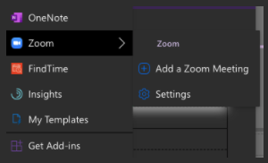 Image showing where to select Zoom from the list of add-ins