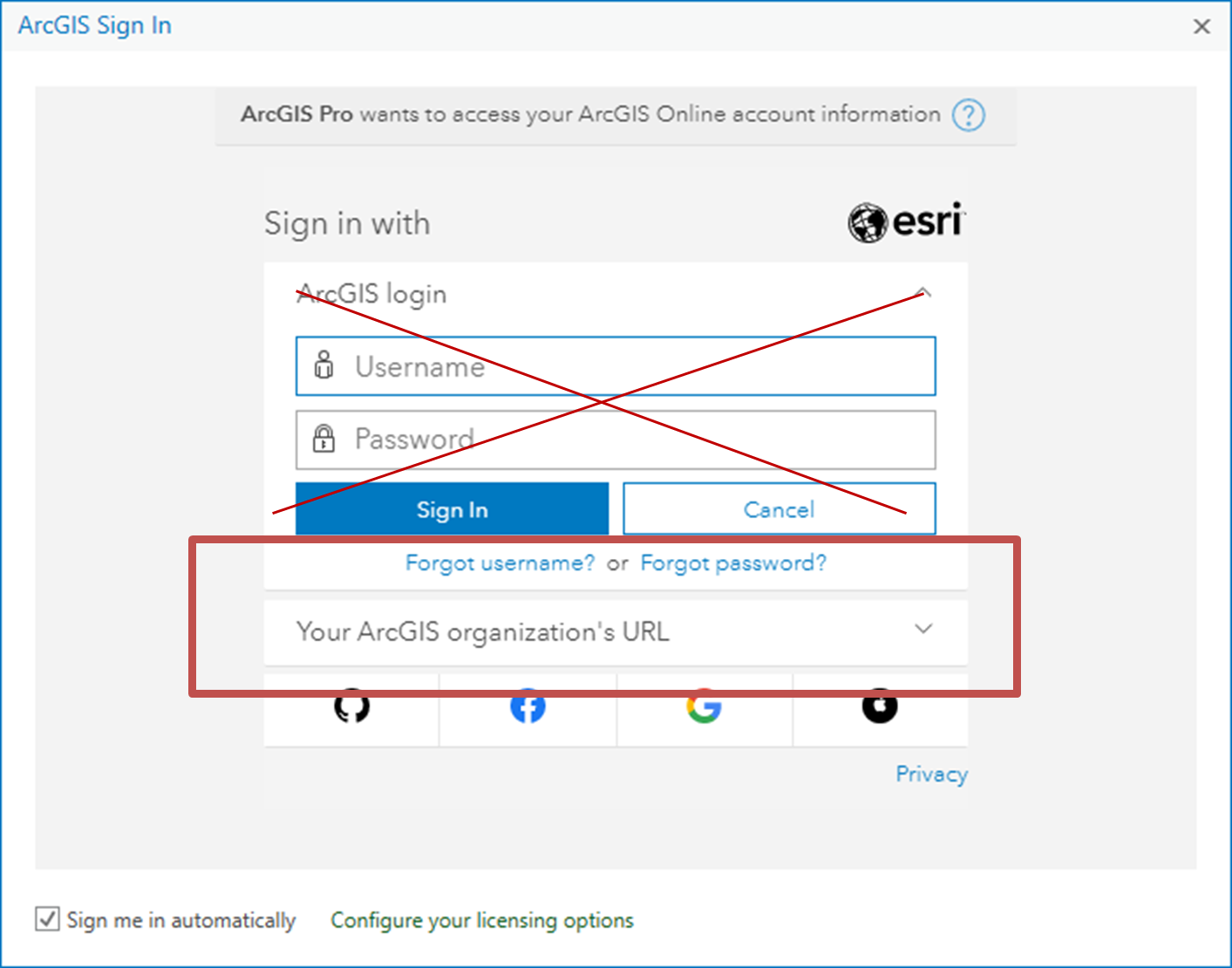 ArcGIS Pro Sign-In Prompt