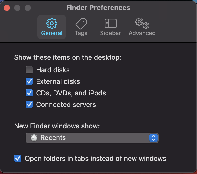 Finder preferences Finder preferences