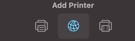 Add printer globe icon