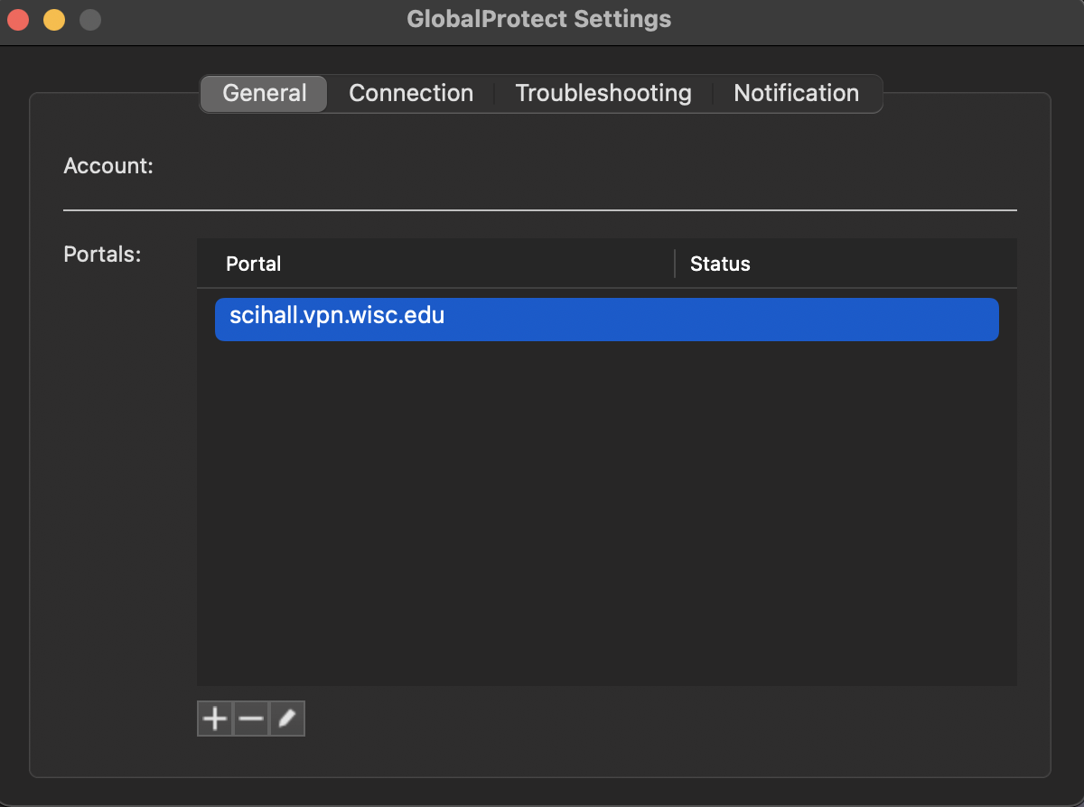Portal address add/edit/remove screen