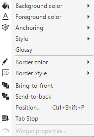 Widget Quick Menu An example of a widget quick menu