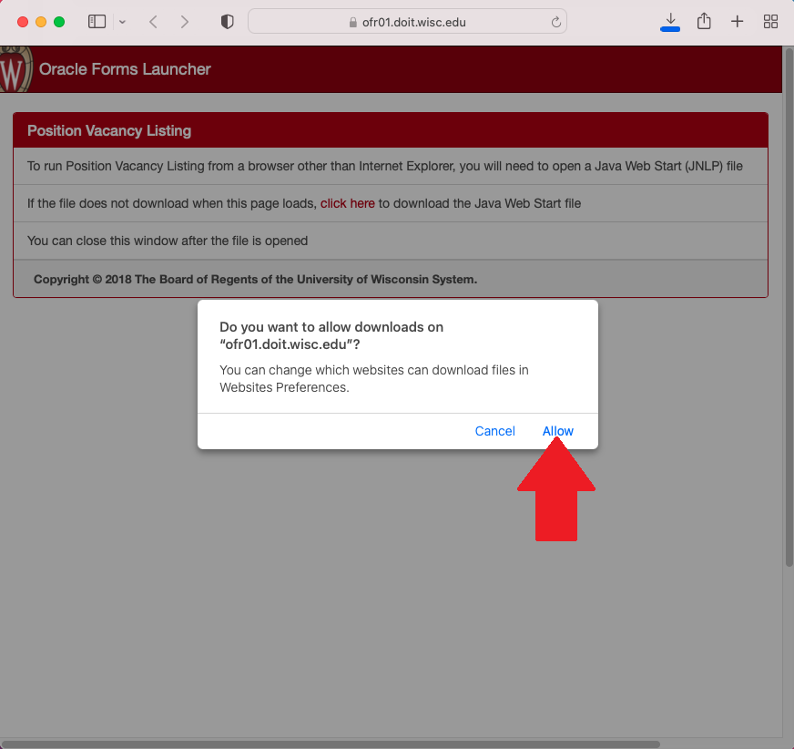 Screenshot of Safari showing confirmation window to download JEMS file