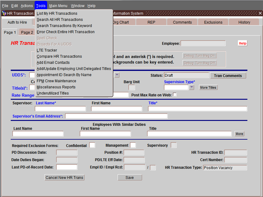 JEMS CHRIS Tools drop down JEMS CHRIS Tools drop down