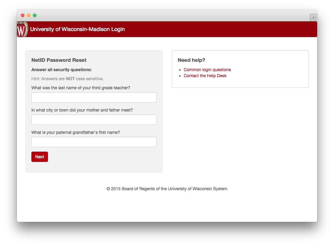 password reset security questions