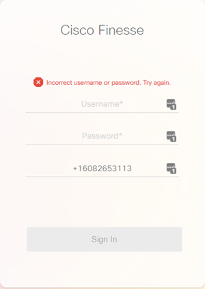 Incorrect username or password error Incorrect username or password error