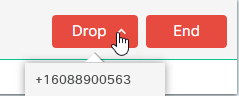 Close up of the drop button in the call control bar