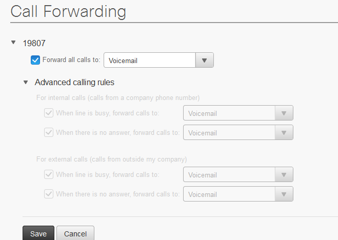 Call Forwarding settings
