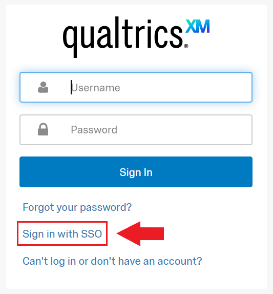 Arrow pointing to "Sign in with SSO" button on log-in page