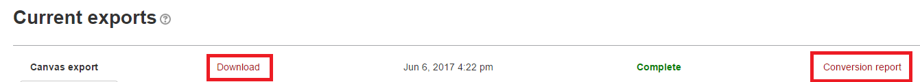 shows location of download link and conversion report link shows location of download link and conversion report link