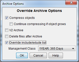 Archive options