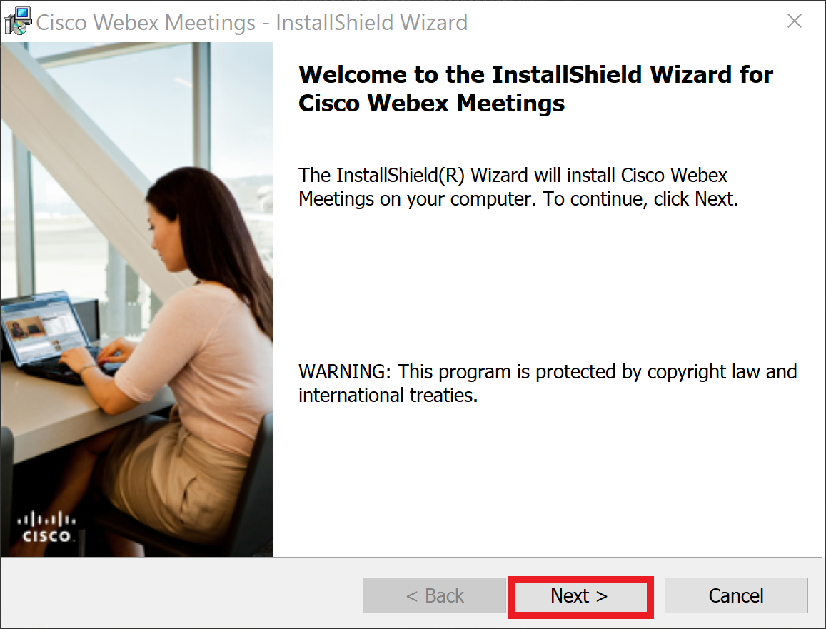 Webex Meetings Install - First Screen