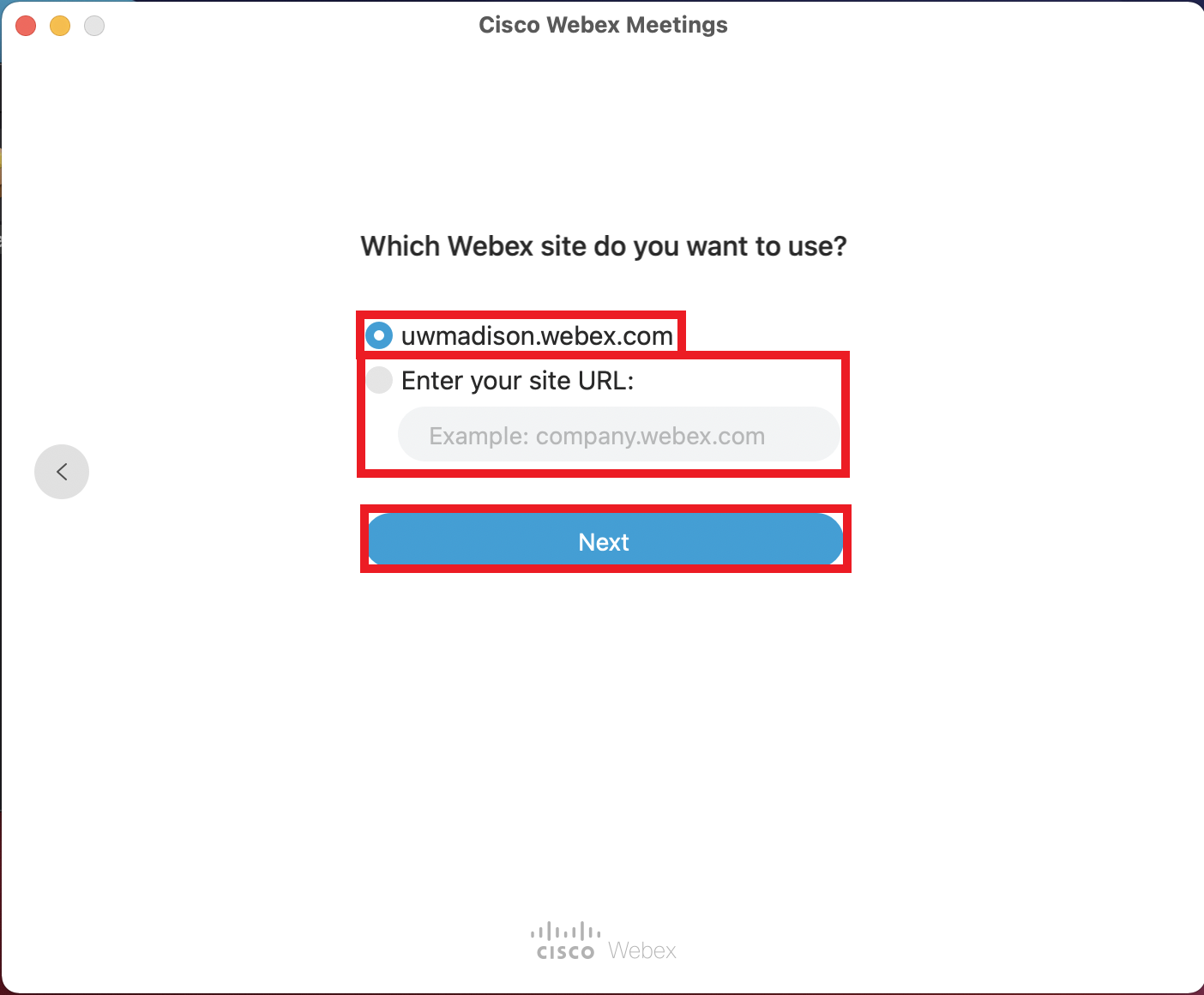 Webex Meetings Login - Site URL