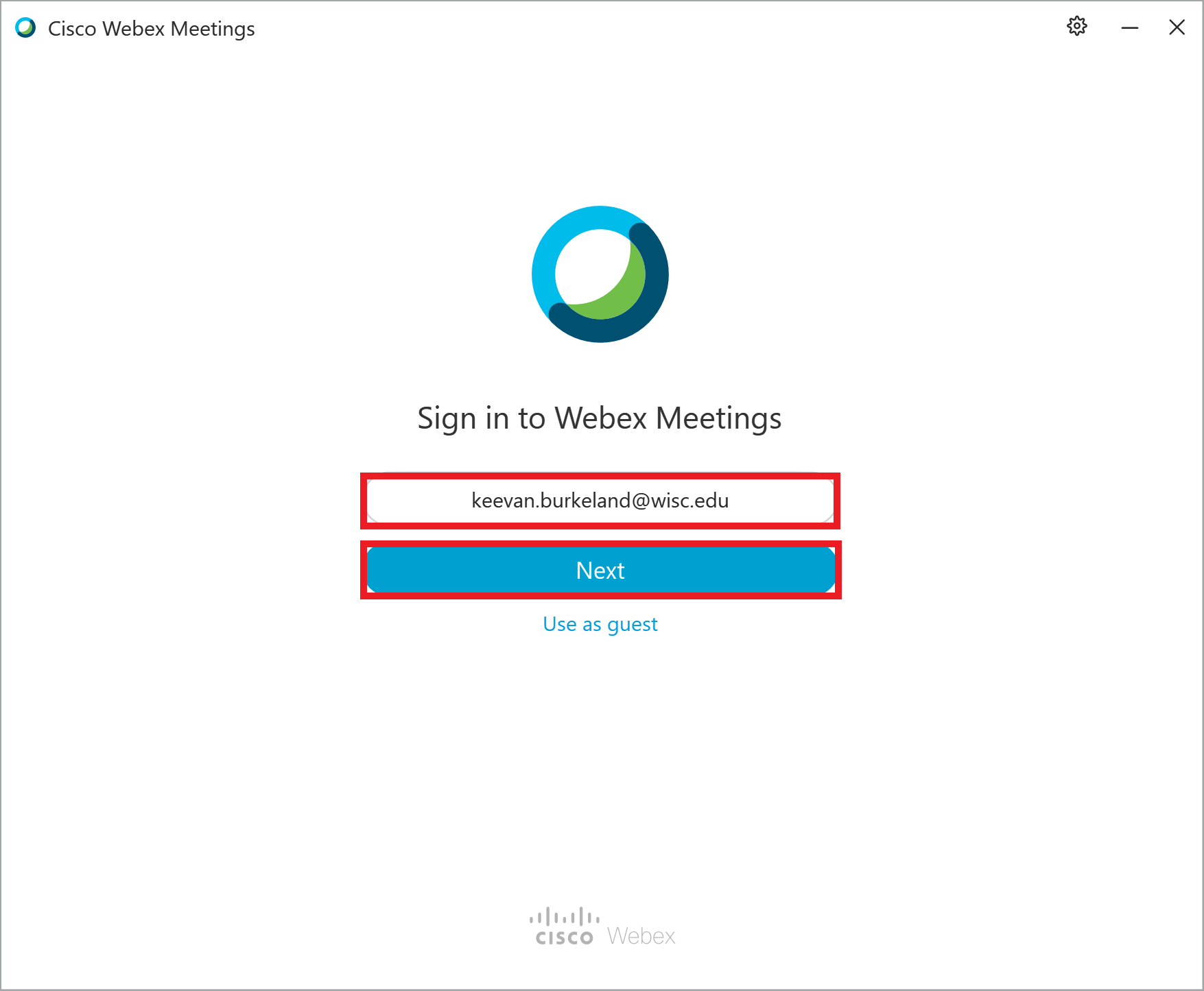 Webex Meetings Login - User Email