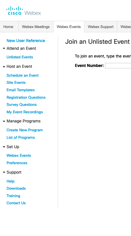 Webex Event Schedule an Event