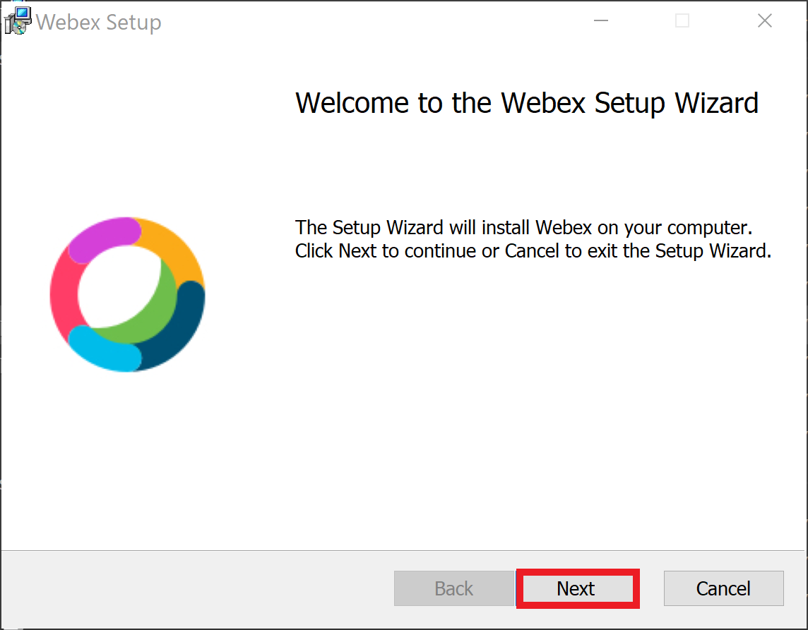 Webex Installer - First Screen - Windows