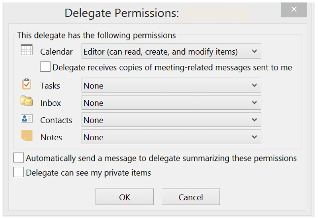 Delegate permission box 