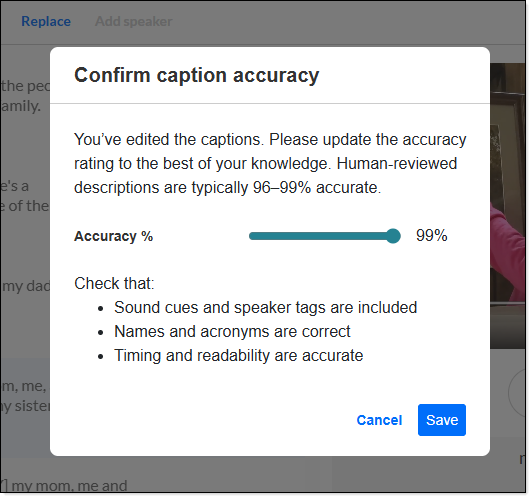 Caption Accuracy Window
