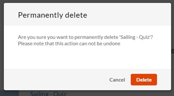 Permanently delete warning message