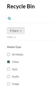 Use Filters function to sort media items by type