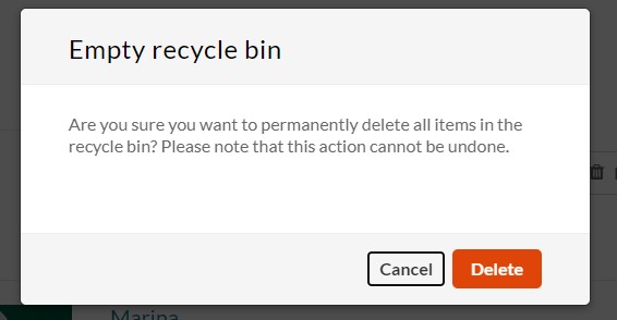 Empty Recycle Bin warning message.