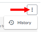 Screenshot of the "three dots" menu expanded and the History menu item contained within it