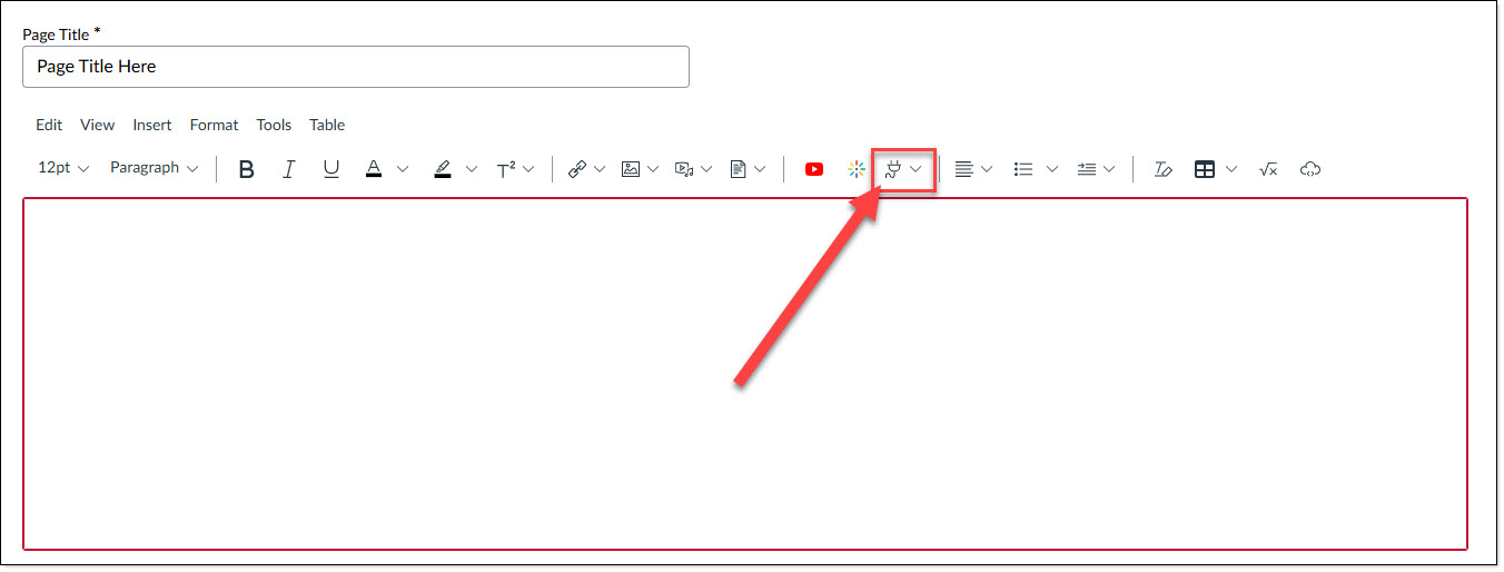 Screenshot of arrow pointing at button with plug icon.