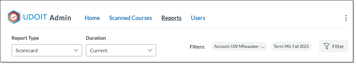 location of report type and duration drop down selectors