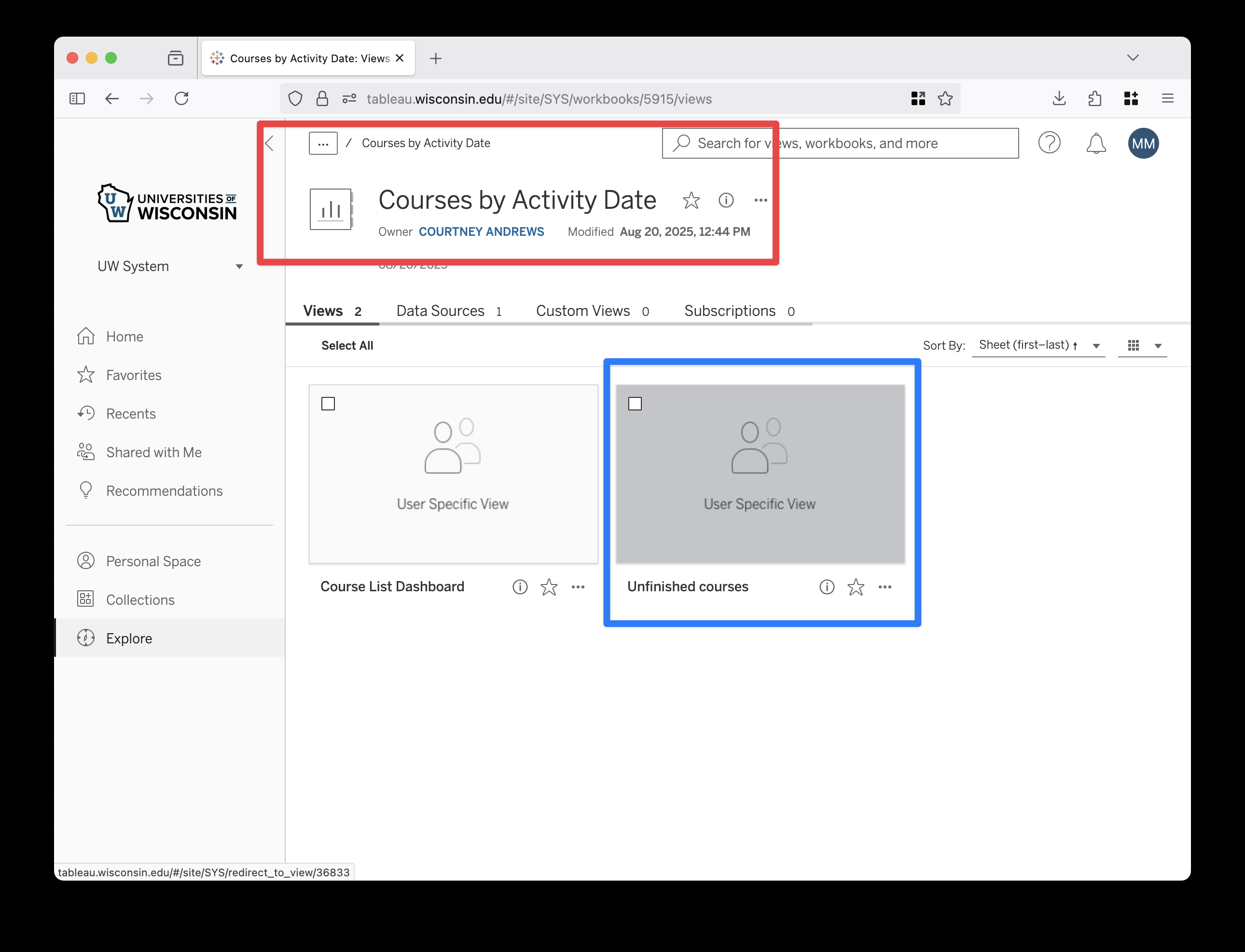 screenshot of Course Activity Date reports