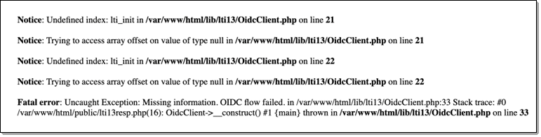 screenshot of five lines of text referencing the fatal error