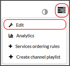 screenshot of menu and edit button