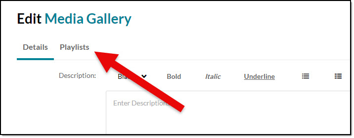 arrow pointing at Playlists tab