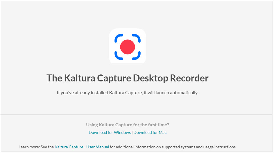 Kaltura capture logo and download information