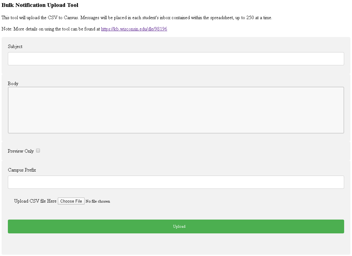Bulk Notification Upload Tool