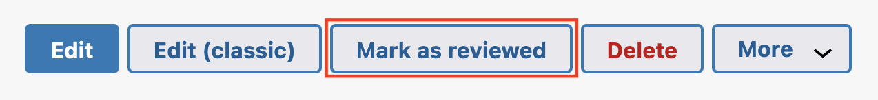 Mark as Reviewed is the third button in the row of action buttons after the document heading
