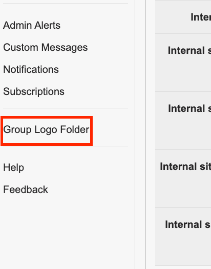 group logo folder link the left sidebar of the sitepref tab