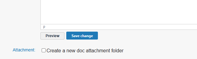 Screenshot identifying option to create a new attachment folder for a document