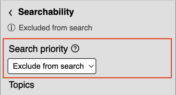 Search priority is the first setting under the Searchability section.