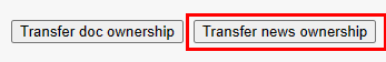 Transfer news ownership button is highlighted in red outline