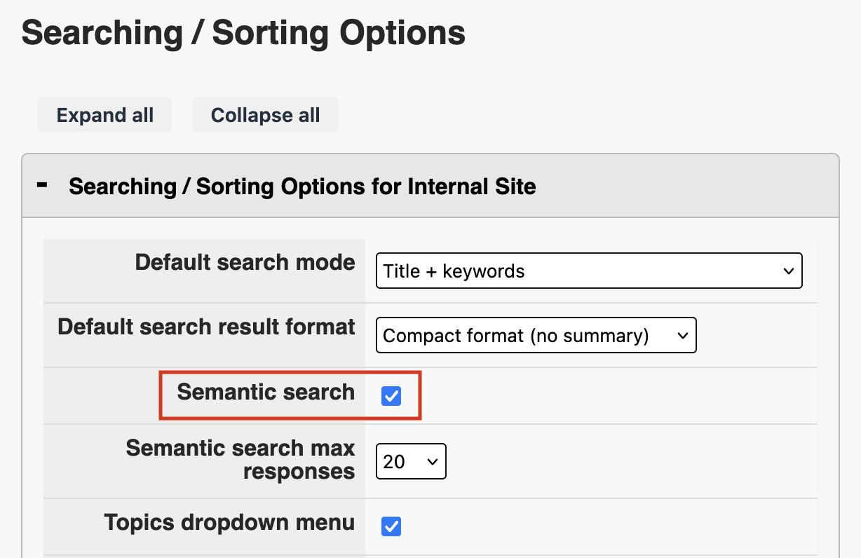 The checkbox is the third option under the searching sorting options section.