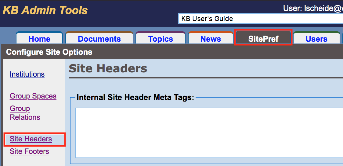 Site Headers Link