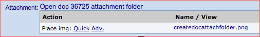 Document attachment folder created displays one image ready to embed into a doc