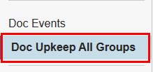 Menu location for Doc Upkeep All Groups link highlighted in red