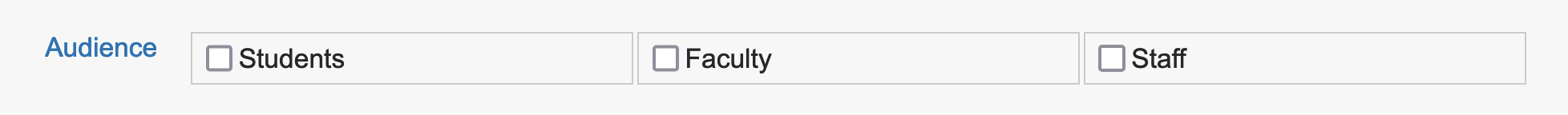 The Audience section will appear between the Topics section and Write Access section, and it will contain a series of checkboxes labeled with your currently enabled audiences.