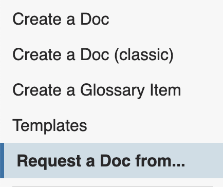 The Request a Doc From link is the fifth link in the secondary navigation.